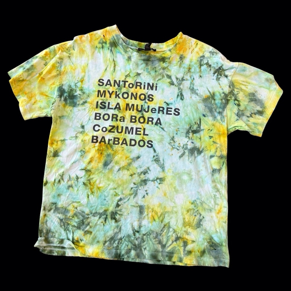 Forever 21 Green and Yellow Tie-Dye Tee